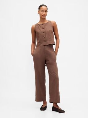 NWT Gap sz 10 tall linen blend ankle straight pant